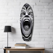 Screaming Face Op Art Swirl Surreal Glass Wall Art.
