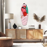 Pop Art Lips Strawberry Tongue Glass Wall Art.