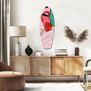 Pop Art Lips Strawberry Tongue Glass Wall Art.