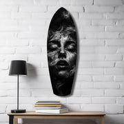 Smoke Sleeping Woman Dark Portrait Glass Wall Art.