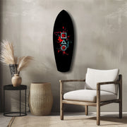 Geometric Symbols Red Splatter Gamer Glass Wall Art.