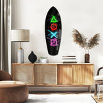 Neon Geometric Icons Gamer Glow Glass Wall Art.