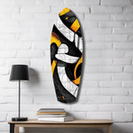 Cubist Abstract Yellow Black Sketch Glass Wall Art.