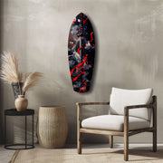 Samurai Katana Cherry Blossom Smoke Glass Wall Art.