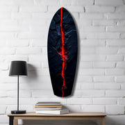 Lava Crack Black Stone Glow Glass Wall Art.
