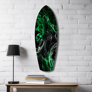 Emerald Green Smoke Ink Swirl Glass Wall Art.