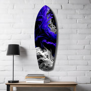 Purple White Smoke Ink Storm Glass Wall Art.
