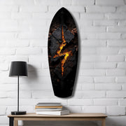 Lightning Bolt Burning Stone Glow Glass Wall Art.