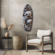 Skull Pile Snake Gothic Memento Mori Glass Wall Art.
