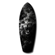 Roaring Lion Smoke Monochrome Glass Wall Art.