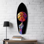 Pop Art Basketball Spin Colorful Glass Wall Art.