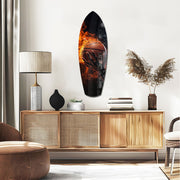 Flaming Basketball Hand Fire Glass Wall Art.
