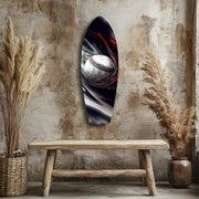 Baseball Liquid Swirl Black Red Glass Wall Art.