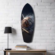 Vintage Baseball Bat Smoke Dramatic Glass Wall Art.