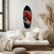 Snowboarder Fire Trail Adrenaline Glass Wall Art.