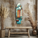 Cute Coastal Village Glass Wall Art
