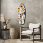 Blonde Bombshell in Vintage Swim Suit Glass Wall Art