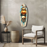 Retro Rides Rebel Skulls Glass Wall Art