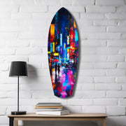 Under the City Glow A Love in the Rain Glass Wall Art