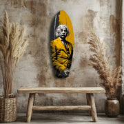 Wild-Haired Genius Listening Glass Wall Art