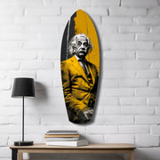 Wild-Haired Genius Listening Glass Wall Art