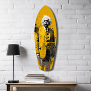 Wild-Haired Genius Posing Glass Wall Art