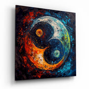 Vierkant Glasschilderij Sophisticated Ying en Yang Glasschilderij