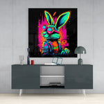 Retro Rabbit Glass Wall Art