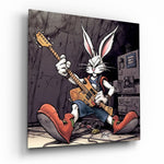 Vierkant Glasschilderij Rocker Rabbit Glasschilderij
