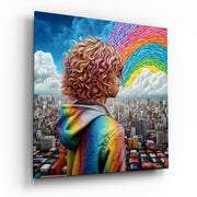 Vierkant Glasschilderij Rainbow Dreams Glasschilderij