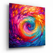 Vierkant Glasschilderij Rainbow Vortex Spiral draaiing Glasschilderij