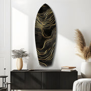 Golden Waves Glass Wall Art