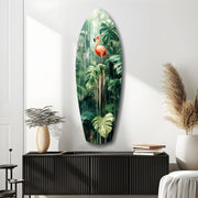 Tropical Flamingo Haven Glass Wall Art