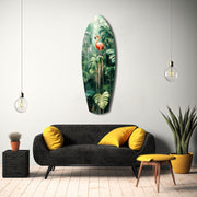 Tropical Flamingo Haven Glass Wall Art