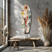 Blonde Bombshell in Vintage Swim Suit Glass Wall Art