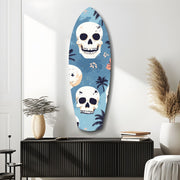 Surf Skull California Dreams Glass Wall Art