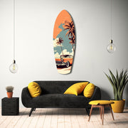 Sunset Ride 60s Vibes Glass Wall Art