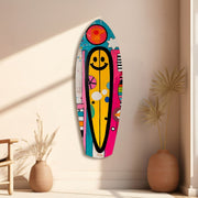 Smiley Surfing Glass Wall Art