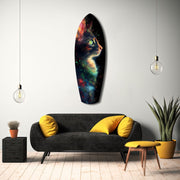 Celestial Cat Glass Wall Art