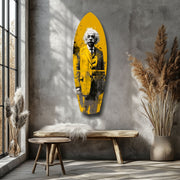Wild-Haired Genius Posing Glass Wall Art