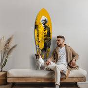 Wild-Haired Genius Posing Glass Wall Art