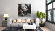 Vrouw met rook – Vierkante Canvas Wandkunst