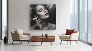 Vrouw met rook – Vierkante Canvas Wandkunst