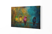 Vogels op een Rij Canvas Schilderij
